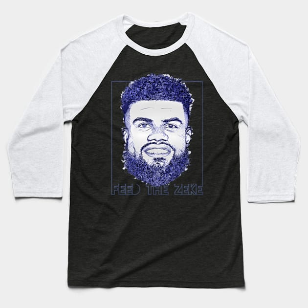 Ezekiel Elliott Dallas Beard Baseball T-Shirt by binchudala